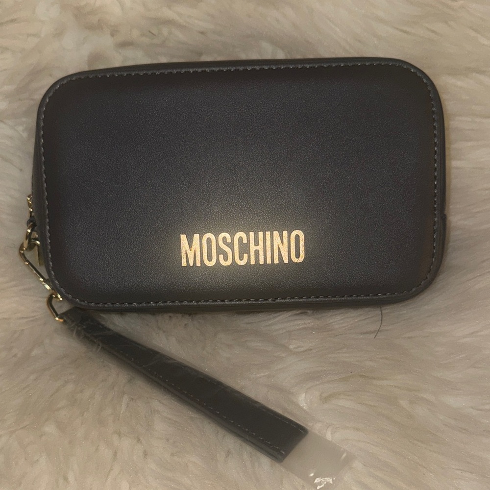 SOLD Moschino Airline Large Wristlet Set Grey and Gold NEW - Picture 2 of 8